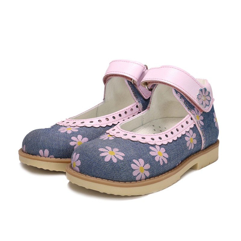 Ортопедические сандалии для девочек с цветочным принтом фото 2